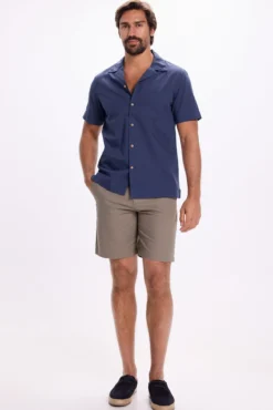 Camisa de gola de lapela lisa