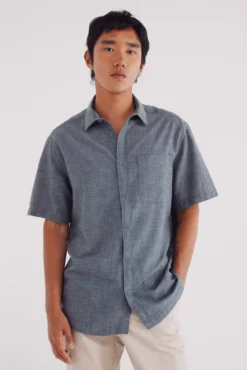 Camisa de linho de manga manga curta