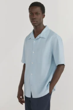 Camisa de linho de tecido manga curta