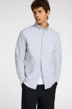 Camisa de manga comprida com bolso 100% algodão