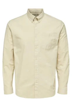 Camisa de manga comprida com bolso 100% algodão