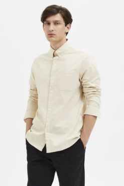 Camisa de manga comprida com bolso 100% algodão