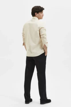 Camisa de manga comprida com bolso 100% algodão