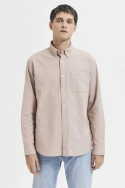 Camisa de manga comprida com bolso 100% algodão