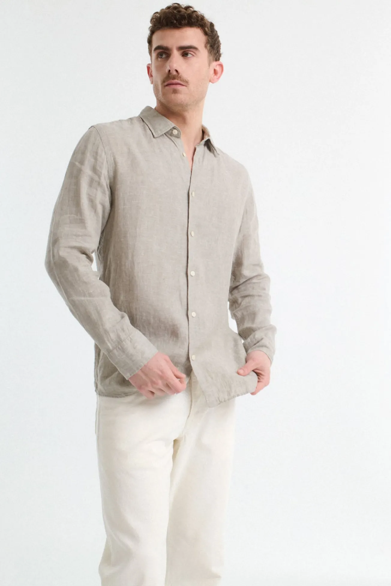 Camisa de manga comprida 100% linho