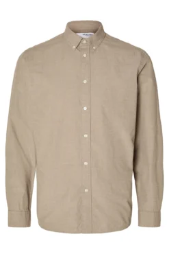 Camisa de manga comprida Slim Fit confecionada com algodão reciclado