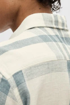 Camisa de manga comprida xadrez Relaxed Fit confecionada com algodão e linho