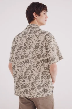 Camisa de manga curta de algodão estampado