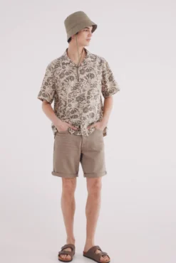 Camisa de manga curta de algodão estampado