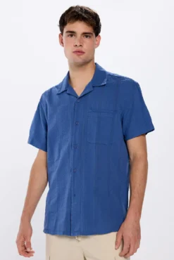 Camisa de manga curta jacquard leve
