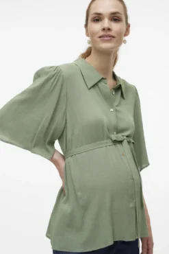 Camisa de manga 2/4 maternity e lactância