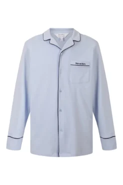 Camisa de pijama de manga comprida em algodão espanhol