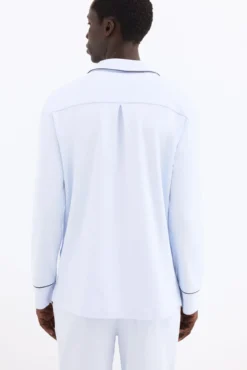 Camisa de pijama de manga comprida em algodão espanhol