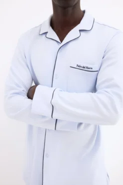 Camisa de pijama de manga comprida em algodão espanhol