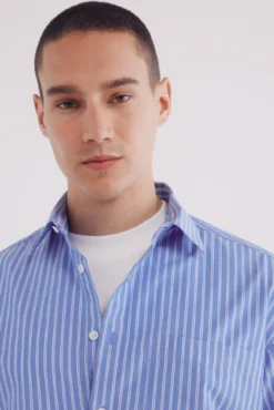 Camisa de popelina riscas boxy fit