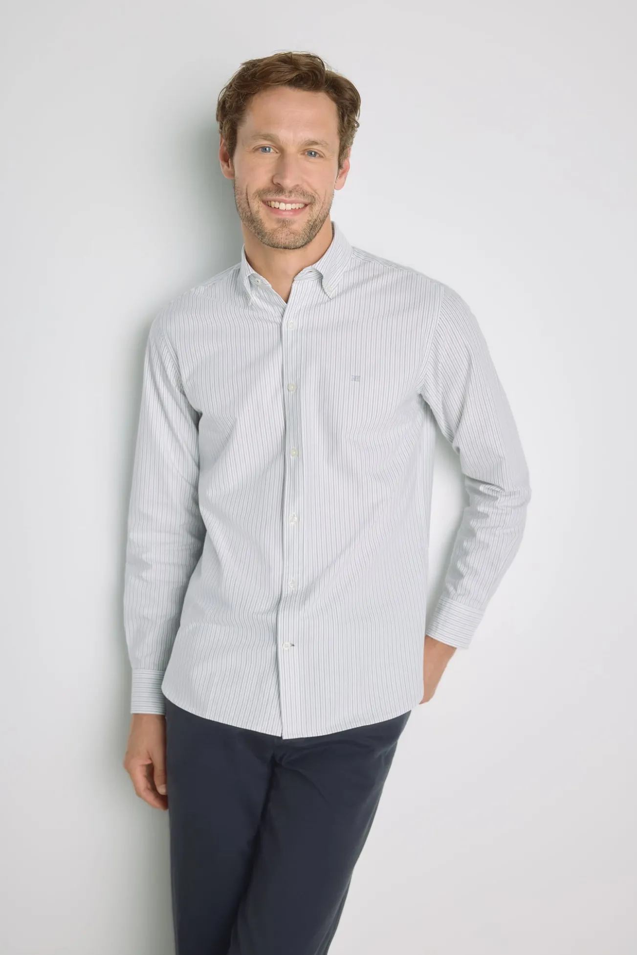 Camisa de riscas de manga comprida