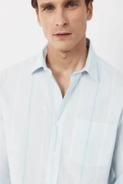 Camisa de riscas em algodão slub
