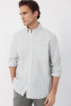 Camisa de riscas em algodão slub