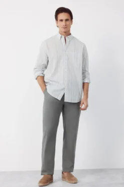 Camisa de riscas em algodão slub