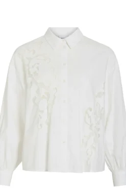 Camisa de viscose e algodão com renda