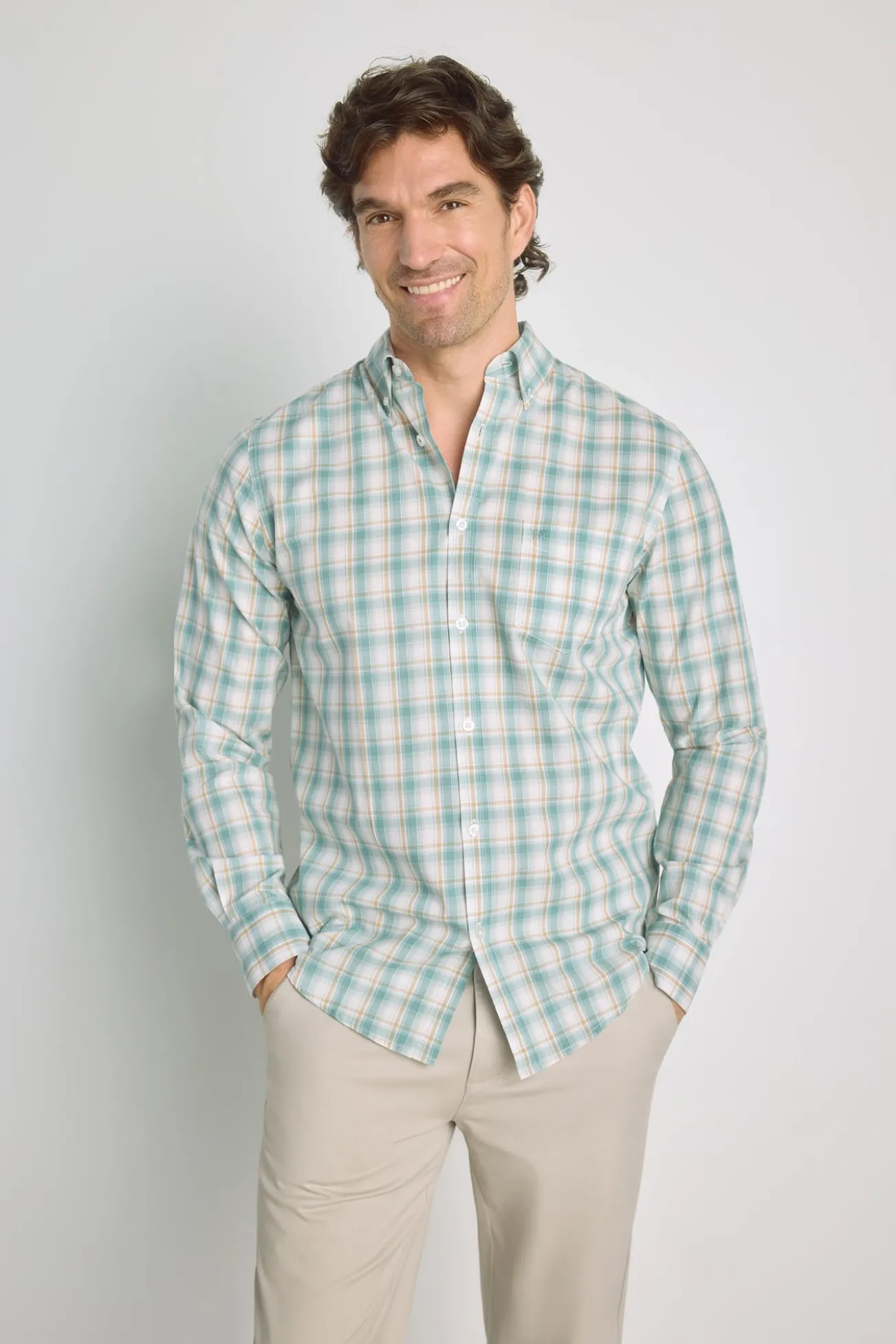 Camisa de xadrez de manga comprida