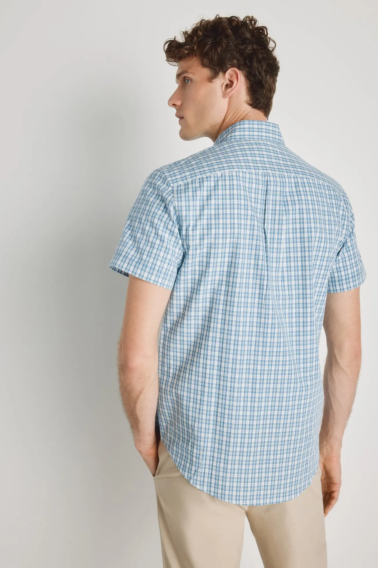 Camisa de xadrez de manga curta