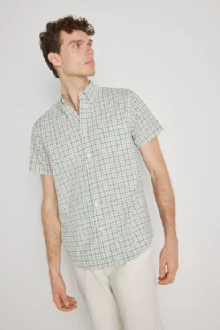 Camisa de xadrez de manga curta