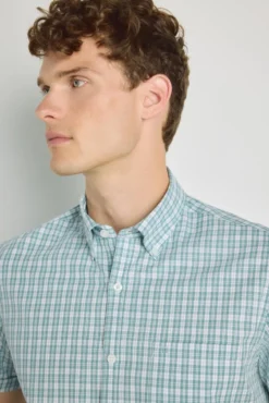 Camisa de xadrez de manga curta
