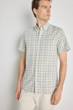 Camisa de xadrez de manga curta