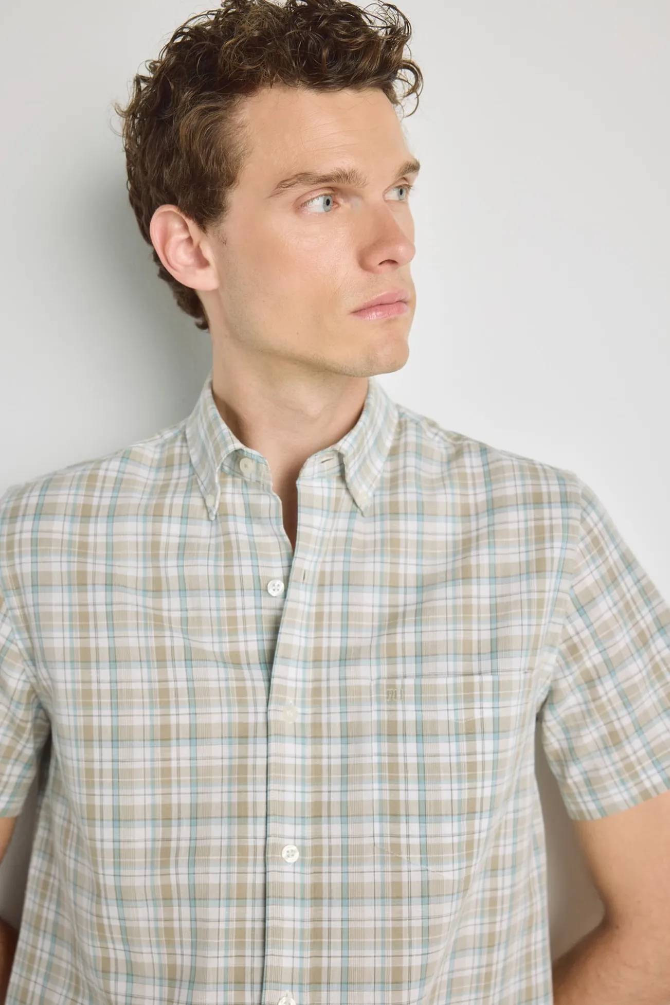Camisa de xadrez de manga curta