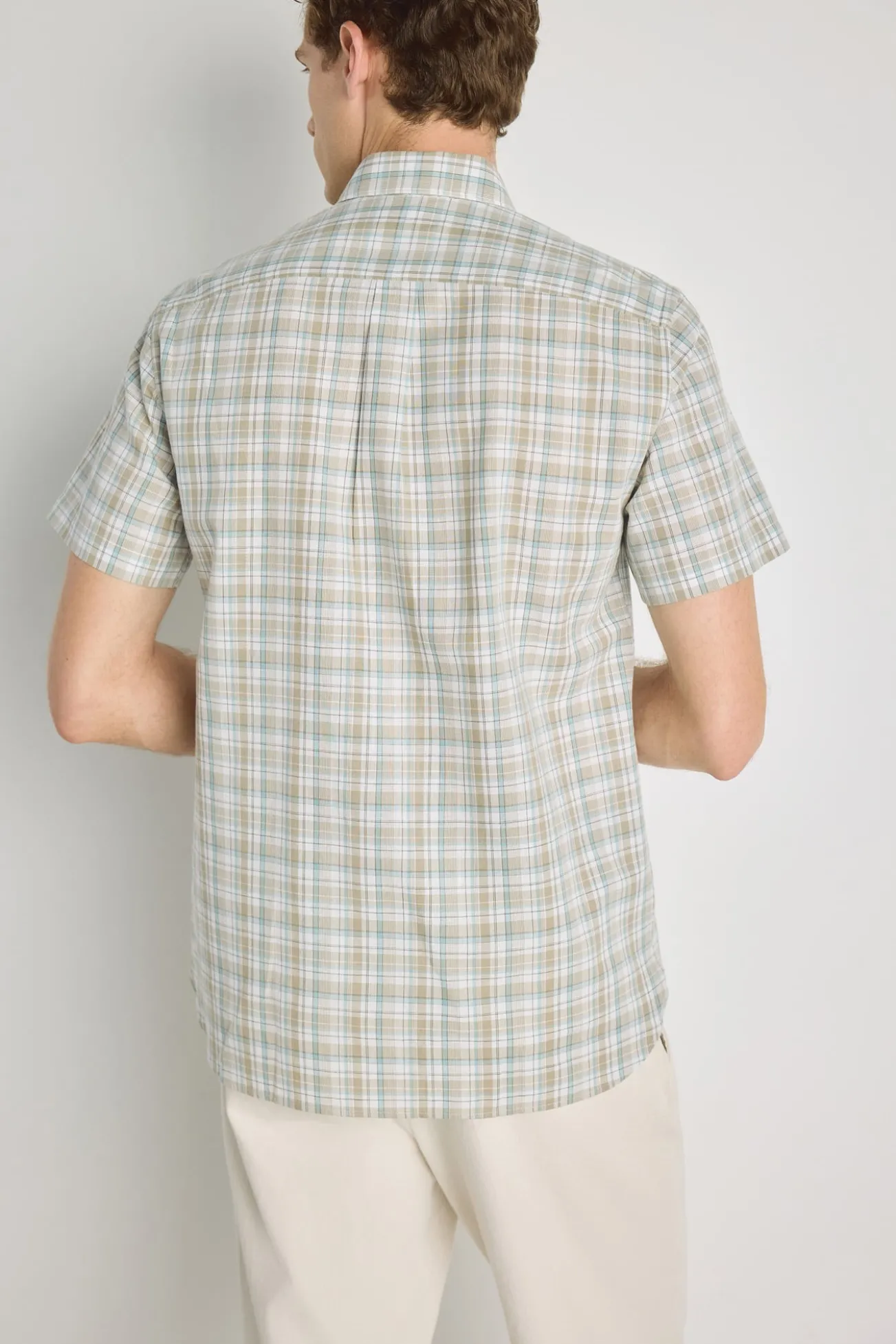 Camisa de xadrez de manga curta