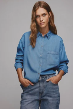 Camisa efeito Denim