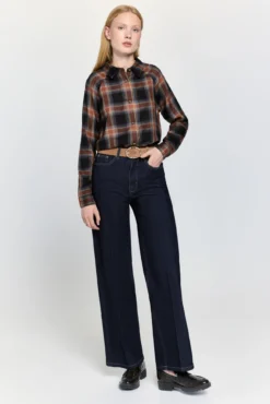 Camisa gola tartan com gola e lapela