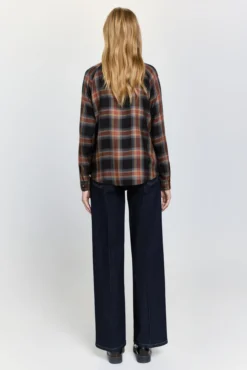 Camisa gola tartan com gola e lapela