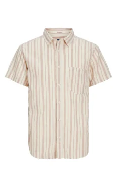 Camisa linho às riscas
