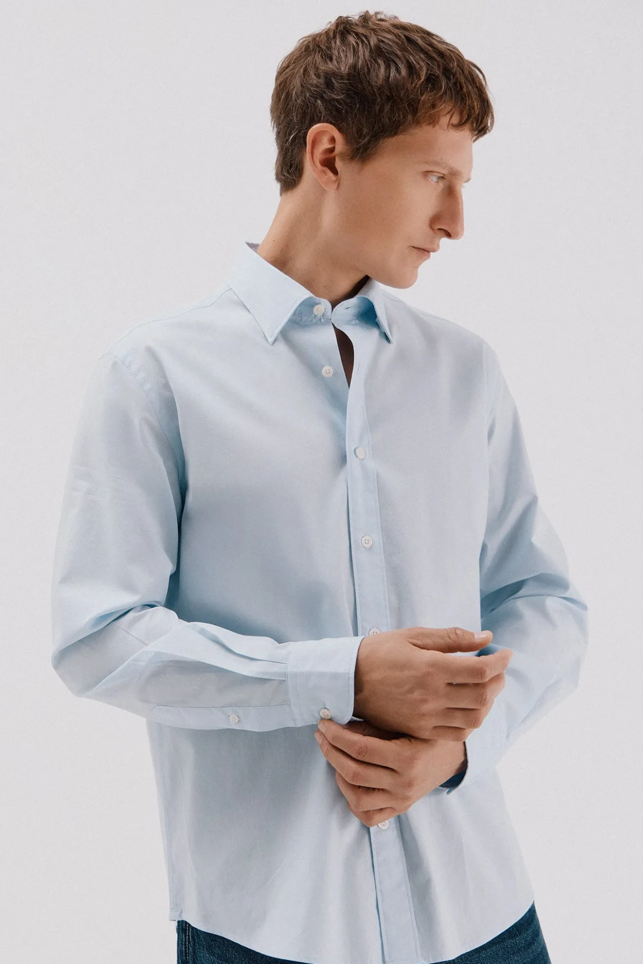 Camisa lisa de algodão tencel