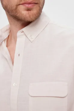 Camisa lisa Slub com bolsos