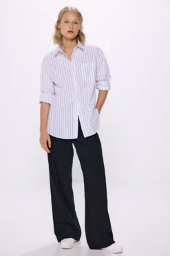 Camisa oversized de popelina riscas