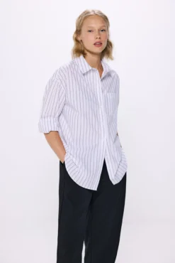 Camisa oversized de popelina riscas