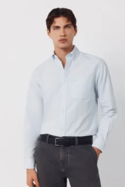 Camisa oxford listrada com vela