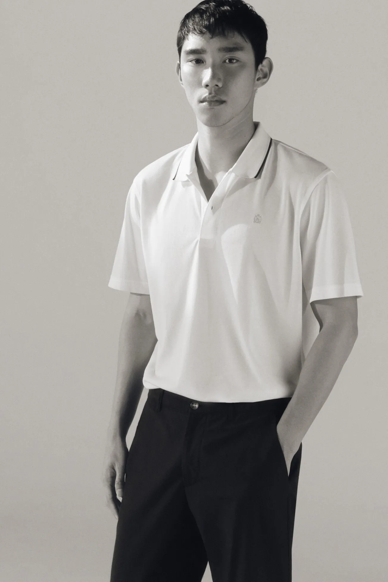 Camisa pólo com gola jacquard Coolmax®