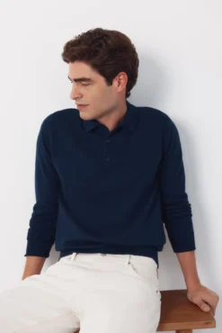 Camisa polo de algodão de manga manga comprida