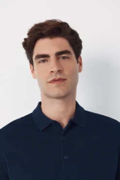 Camisa polo de algodão de manga manga comprida