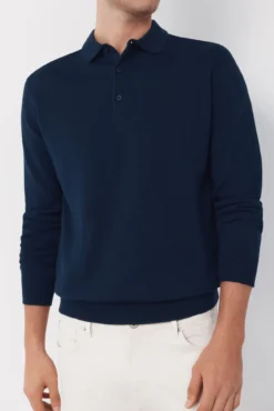 Camisa polo de algodão de manga manga comprida