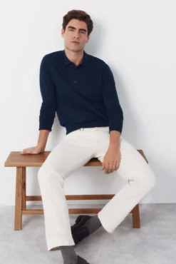 Camisa polo de algodão de manga manga comprida