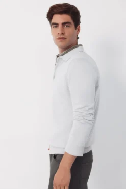 Camisa polo de algodão de manga manga comprida