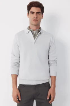 Camisa polo de algodão de manga manga comprida
