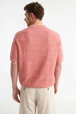 Camisa polo de malha estruturada de manga curta