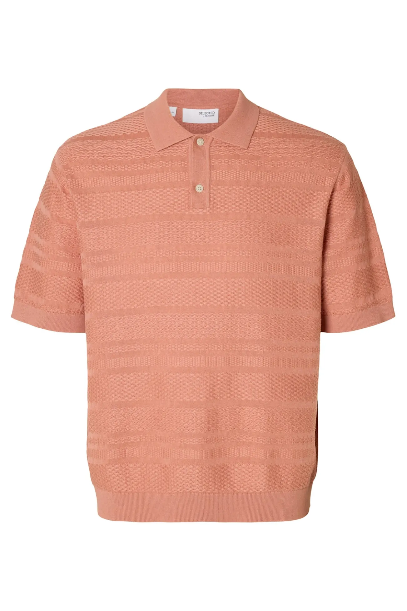Camisa polo de malha estruturada de manga curta