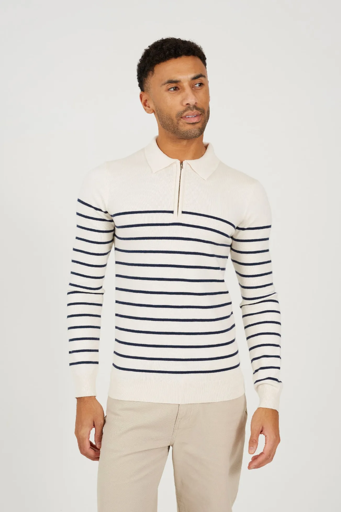Camisa polo de malha riscas